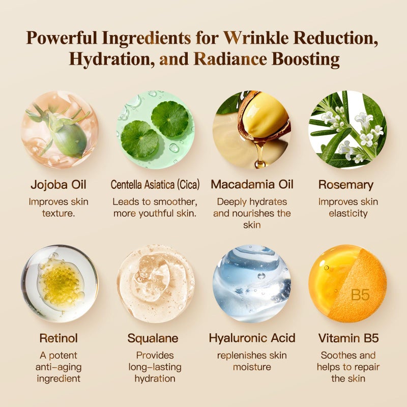 HKH Retinol Serum Capsules for Face: Niacinamide + Hyaluronic Acid 38 Caps - Anti Aging Wrinkle Repair, Day/Night Facial & Neck Firming Plump Skin Care for 30+ Women - Travel-Friendly - Image 3